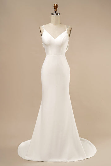 Havfrue Boho brudekjole med flæser